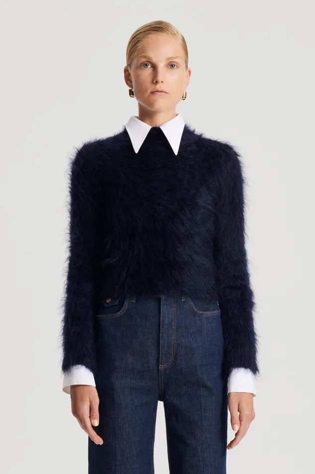 Women Knitwear Scanlan Theodore BRUSHED MOHAIR SLIM SWEATER NAVY Women Knitwear Scanlan Theodore BRUSHED MOHAIR SLIM SWEATER NAVY