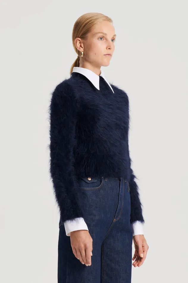 Women Knitwear Scanlan Theodore BRUSHED MOHAIR SLIM SWEATER NAVY Women Knitwear Scanlan Theodore BRUSHED MOHAIR SLIM SWEATER NAVY