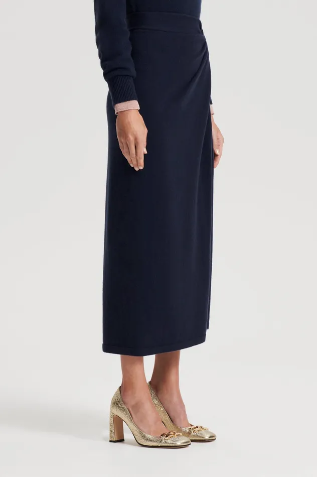 Women Knitwear Scanlan Theodore CASHMERE SARONG SKIRT NAVY Women Knitwear Scanlan Theodore CASHMERE SARONG SKIRT NAVY