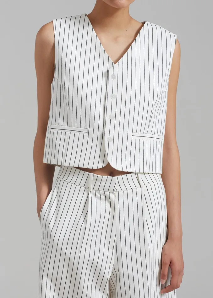 Women Landry Vest 8211 WhiteBlack Stripe The Frankie Shop Outerwear