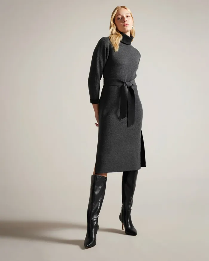 Women LARALEE 8211 Relaxed Fit Knitted Dress Dark Grey Ted Baker Dresses Women LARALEE 8211 Relaxed Fit Knitted Dress Dark Grey Ted Baker Dresses
