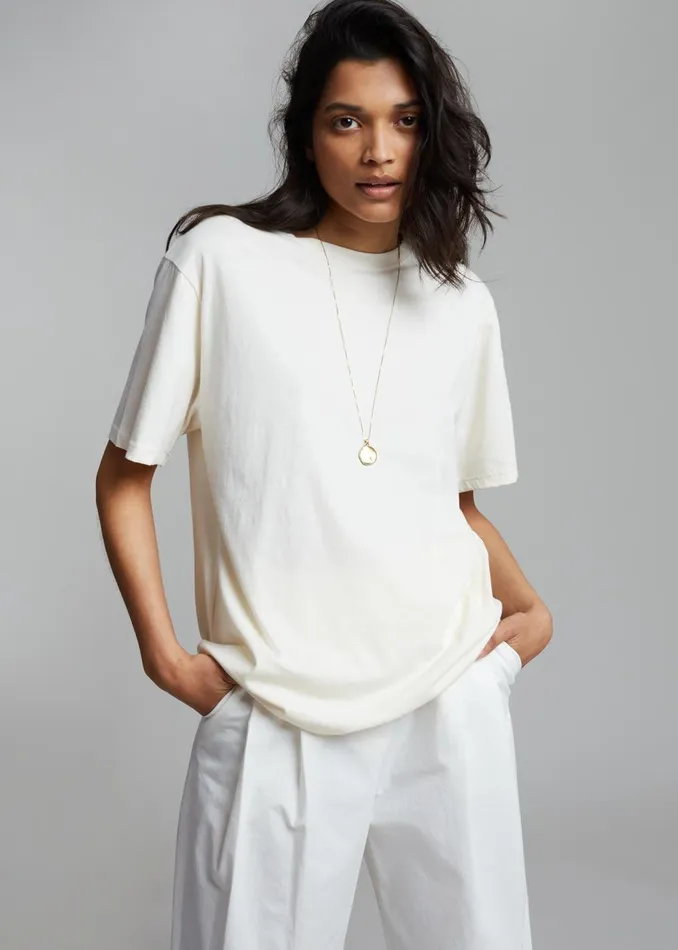 Women Lilou Simple Tee 8211 Beige The Frankie Shop Tops