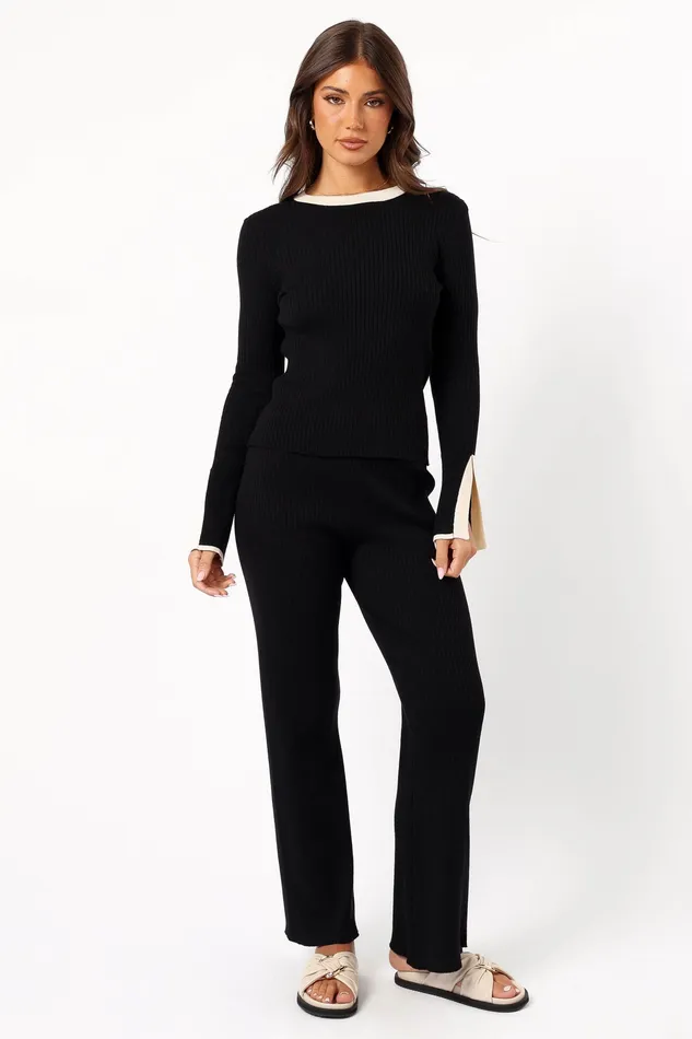 Women Lizbeth Knit Pant 8211 Black Black Loungewear petalandpup