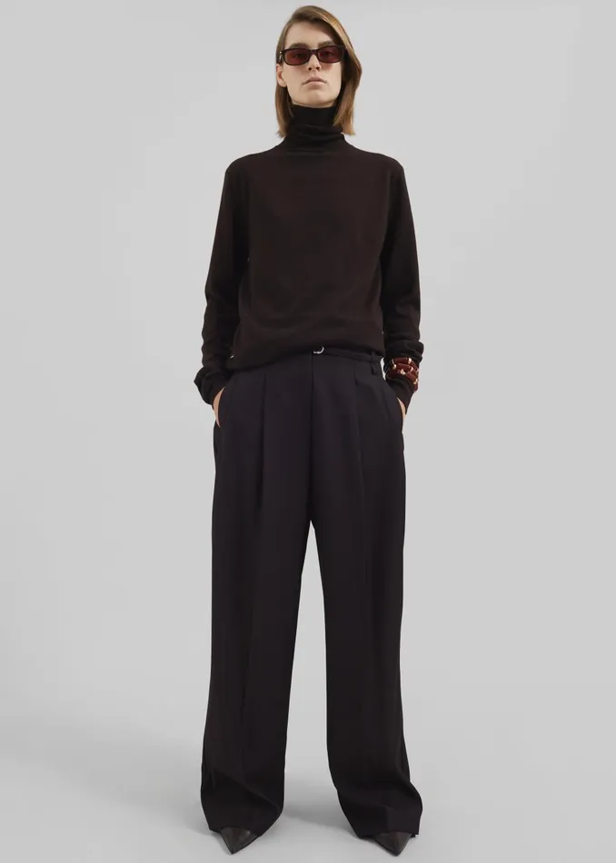 Women Loma Pintuck Trousers 8211 Brown The Frankie Shop Bottoms
