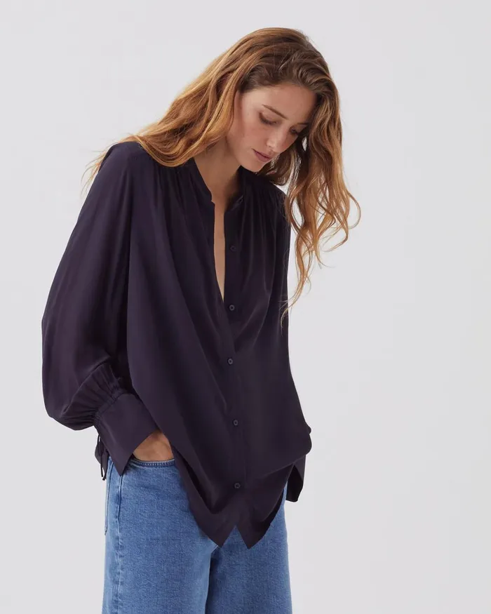 Women LongSleeve Silky Shirt Night Sky Comptoir Des Cotonniers Blouses and Shirts and Tops Women LongSleeve Silky Shirt Night Sky Comptoir Des Cotonniers Blouses and Shirts and Tops