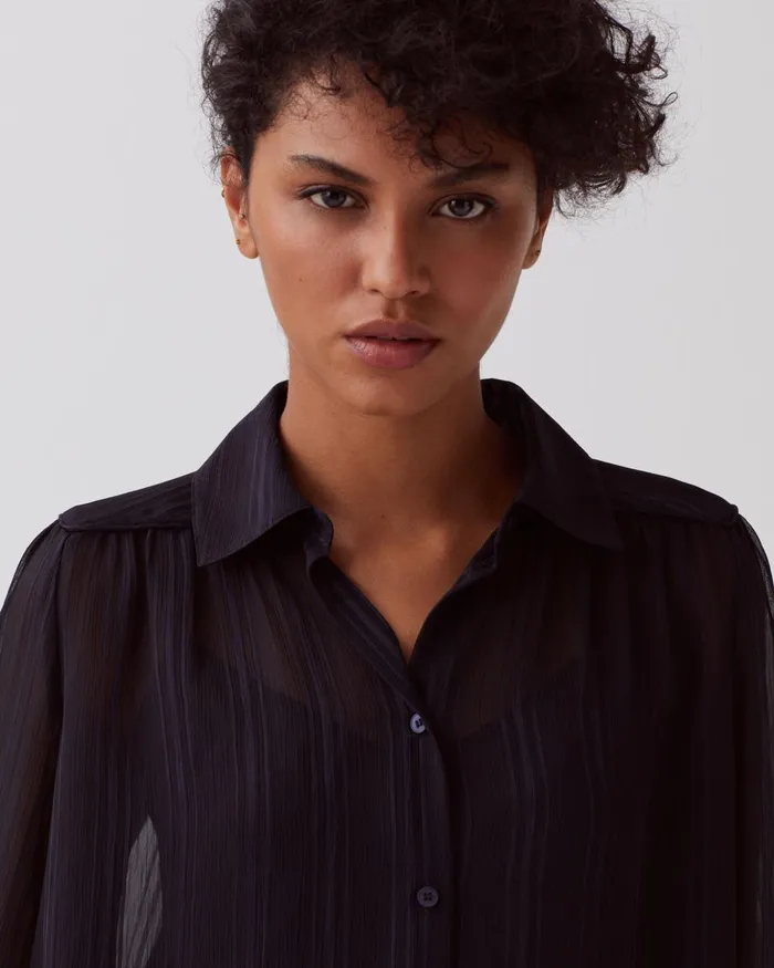 Women LongSleeve Silky Shirt Night Sky Comptoir Des Cotonniers Blouses and Shirts and Tops Women LongSleeve Silky Shirt Night Sky Comptoir Des Cotonniers Blouses and Shirts and Tops