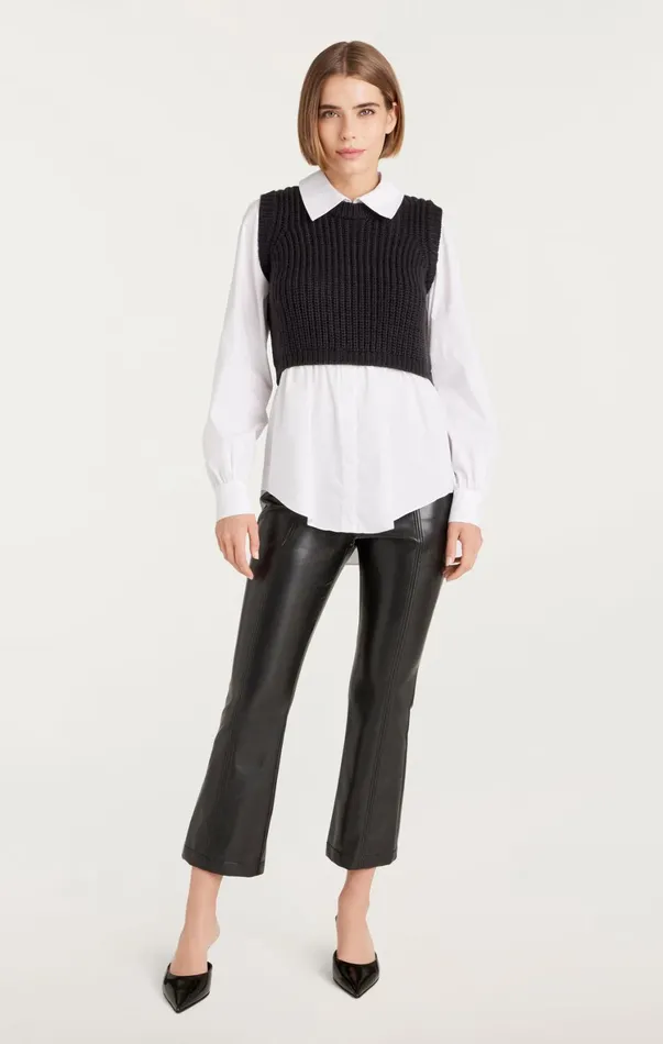 Women Long Sleeve Tops Cinq Sept Mara Shaker Pullover Black