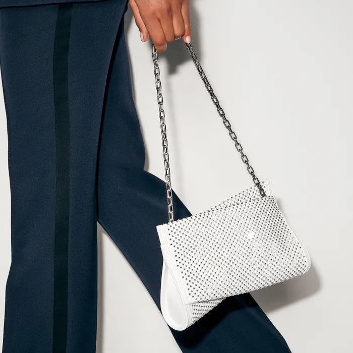 Women Loubitwist Small Clutch 8211 Nappa Leather Mesh And Strass 8211 White Christian Louboutin Mini Bags Women Loubitwist Small Clutch 8211 Nappa Leather Mesh And Strass 8211 White Christian Louboutin Mini Bags