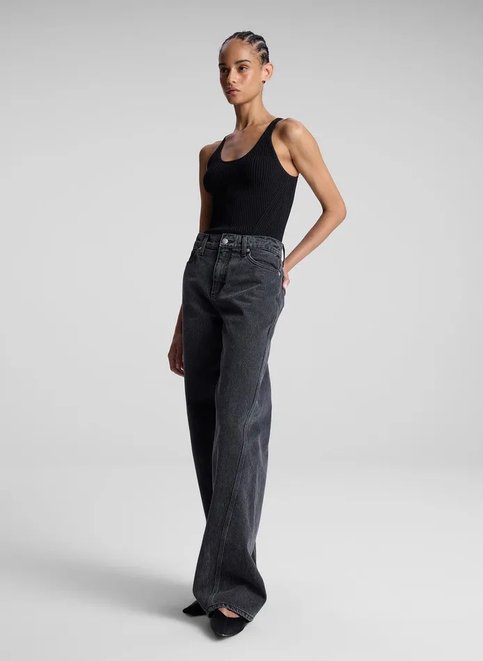 Women Lucy Ribbed Bodysuit Black ALC Tops