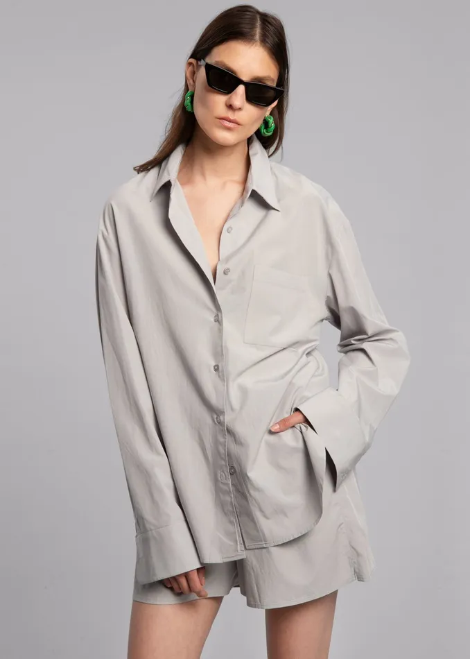 Women Lui Organic Cotton Shirt 8211 Ice The Frankie Shop Tops