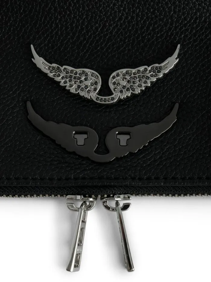 WomenMen Zadig and Voltaire Shoulder Bags Swing Your Wings Rocky Bag Noir Silver