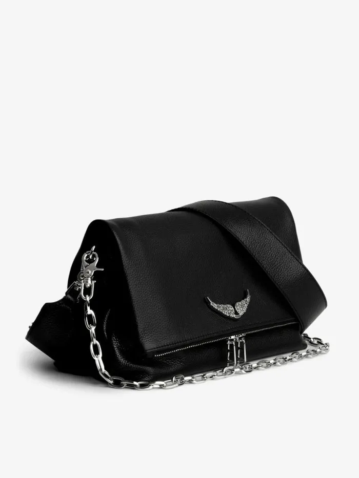 WomenMen Zadig and Voltaire Shoulder Bags Swing Your Wings Rocky Bag Noir Silver