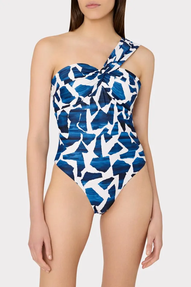 Women One Piece Swimsuits Milly Betsy Ocean Puzzle Bandeau One Piece Navy Multi Women One Piece Swimsuits Milly Betsy Ocean Puzzle Bandeau One Piece Navy Multi
