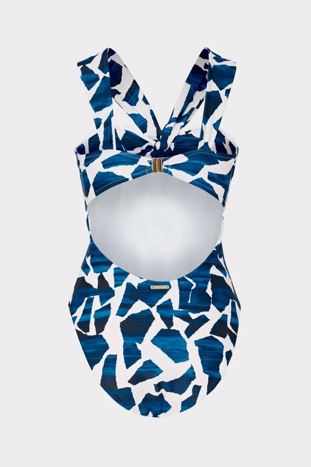 Women One Piece Swimsuits Milly Betsy Ocean Puzzle Bandeau One Piece Navy Multi Women One Piece Swimsuits Milly Betsy Ocean Puzzle Bandeau One Piece Navy Multi