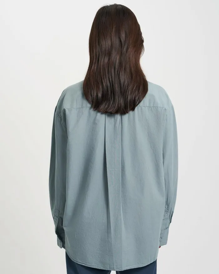 Women Organic Oversized Shirt Steel Blue Colorful Standard Shirts
