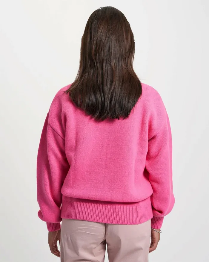Women Oversized Merino Wool Crew Emerald Green Colorful Standard Knit Sweaters