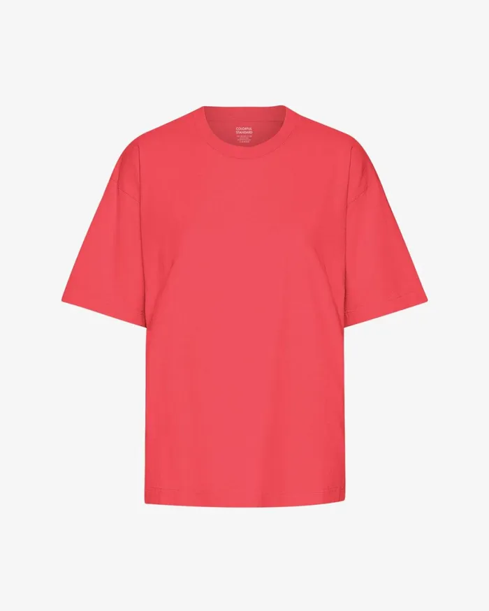 Women Oversized Organic TShirt Red Tangerine Colorful Standard TShirts