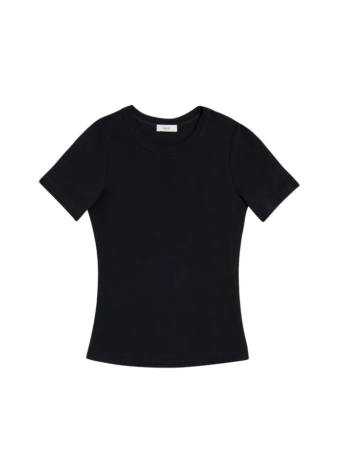 Women Paloma Cotton Rib Baby Tee Black ALC Tops