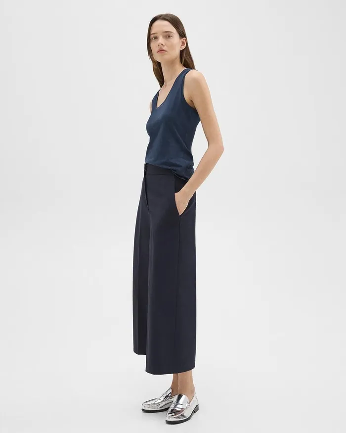 Women Pants Theory Cropped WideLeg Pant In Neoteric Twill Dark Navy