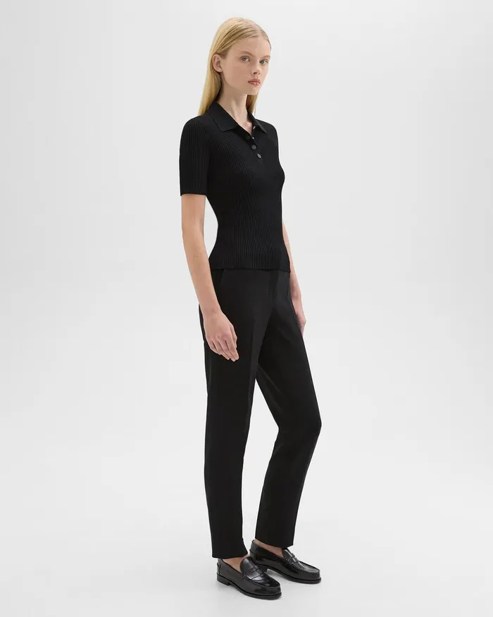 Women Pants Theory Treeca Full Length Pant In Admiral Crepe Black