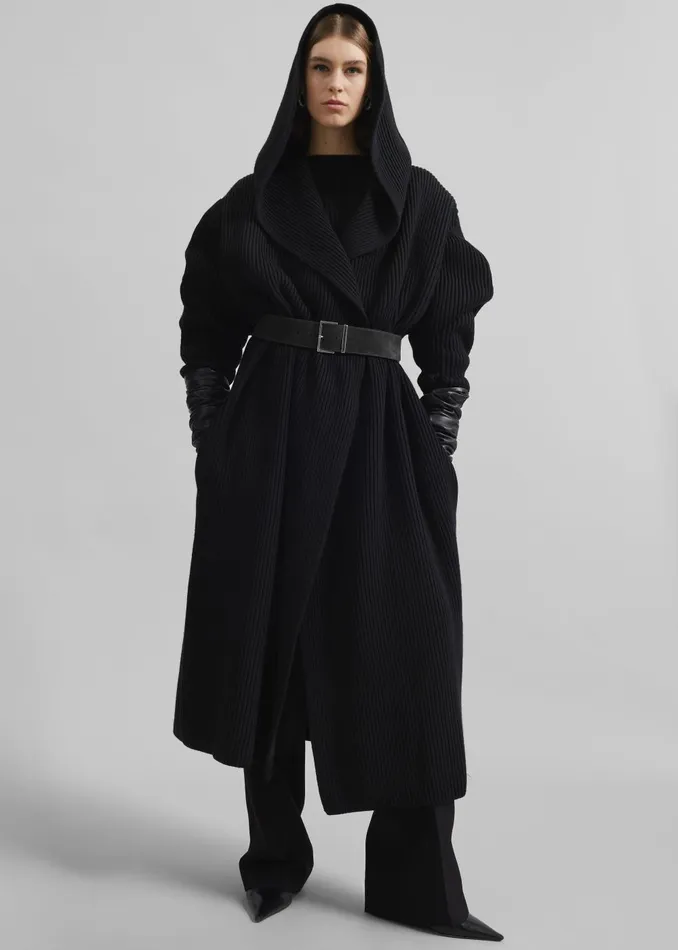 Women Parma Hooded Oversized Long Cardigan 8211 Black The Frankie Shop Knitwear