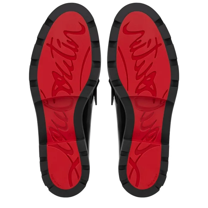 Women Penny Lug Loafers 8211 Abrasivato Calf Leather 8211 Black Christian Louboutin Flats and Loafers
