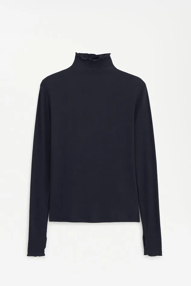 Women Rib Mock Neck Top Black Filippa K Tops