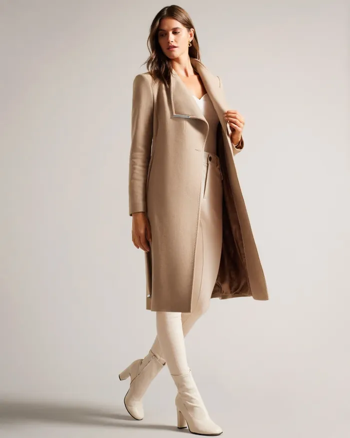 Women ROSE 8211 Wool Wrap Coat Camel Ted Baker Coats and Jackets