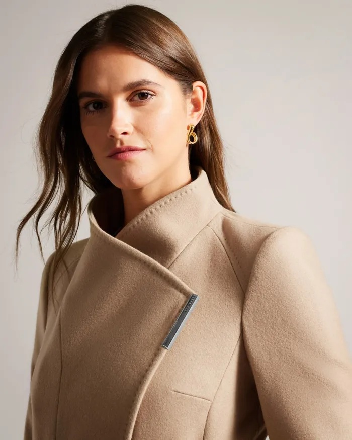 Women ROSE 8211 Wool Wrap Coat Camel Ted Baker Coats and Jackets