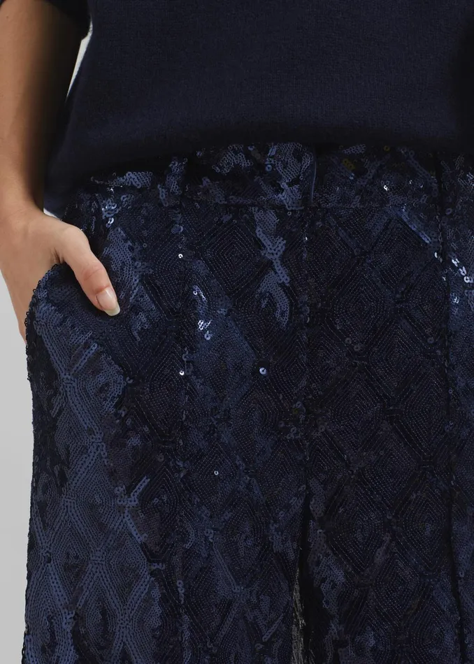 Women Rotate Sequins Cargo Pants 8211 Dark Blue The Frankie Shop Bottoms