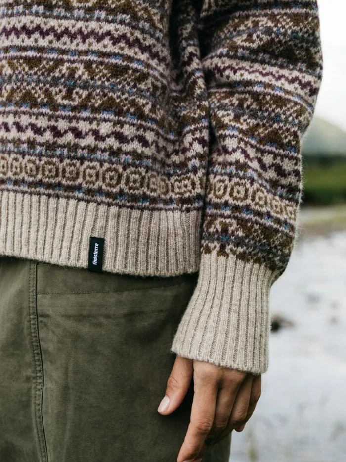 Women Shetland Fair Isle Jumper Black Cherryecruheather Mist Multi Finisterre Knitwear Women Shetland Fair Isle Jumper Black Cherryecruheather Mist Multi Finisterre Knitwear