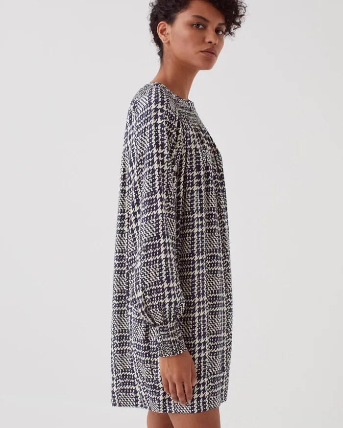 Women Silky LongSleeve Mini Dress Houndstooth Ble Comptoir Des Cotonniers Dresses and Jumpsuits Women Silky LongSleeve Mini Dress Houndstooth Ble Comptoir Des Cotonniers Dresses and Jumpsuits