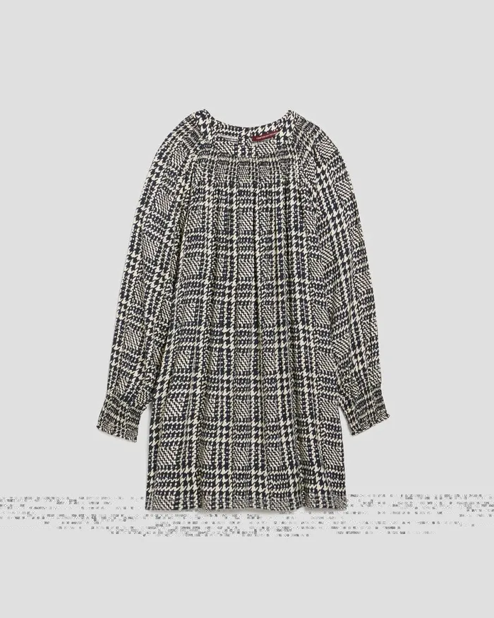 Women Silky LongSleeve Mini Dress Houndstooth Ble Comptoir Des Cotonniers Dresses and Jumpsuits Women Silky LongSleeve Mini Dress Houndstooth Ble Comptoir Des Cotonniers Dresses and Jumpsuits