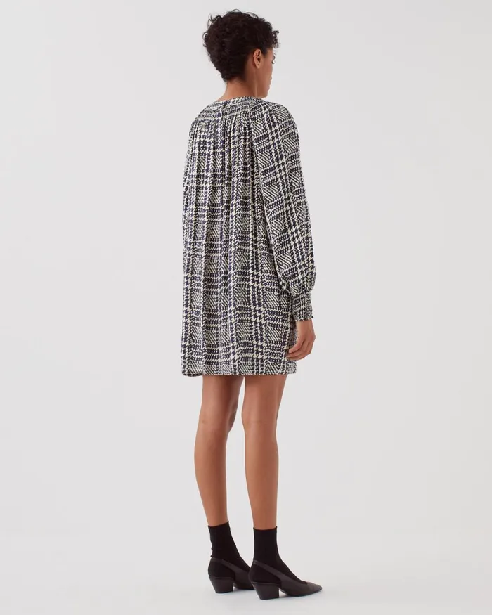 Women Silky LongSleeve Mini Dress Houndstooth Ble Comptoir Des Cotonniers Dresses and Jumpsuits Women Silky LongSleeve Mini Dress Houndstooth Ble Comptoir Des Cotonniers Dresses and Jumpsuits