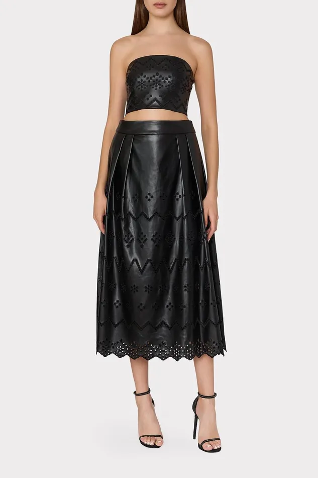 Women Skirts Milly Jolene Eyelet Vegan Leather Skirt Black Women Skirts Milly Jolene Eyelet Vegan Leather Skirt Black