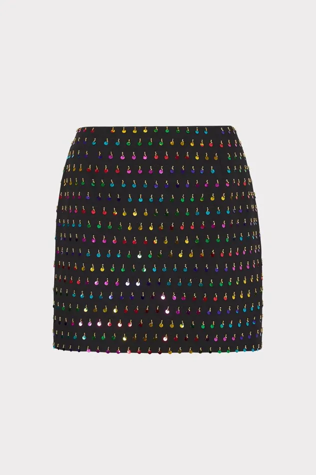 Women Skirts Milly Modern Mini Beaded Sequin Skirt Blackrainbow