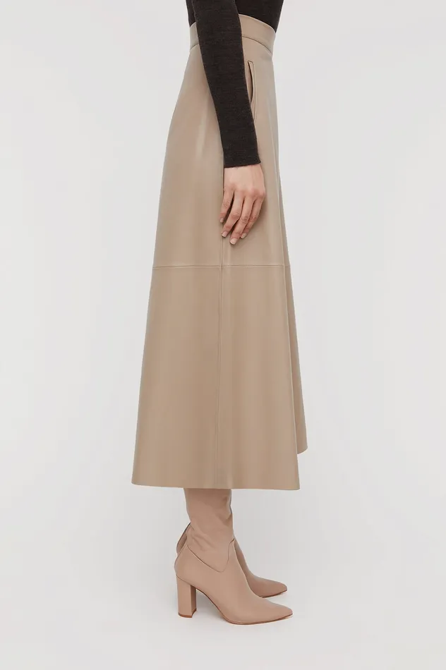 Women Skirts Scanlan Theodore LEATHER LONG SKIRT NOUGAT Women Skirts Scanlan Theodore LEATHER LONG SKIRT NOUGAT