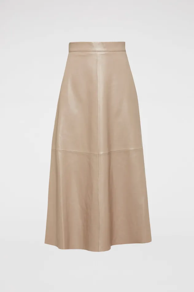 Women Skirts Scanlan Theodore LEATHER LONG SKIRT NOUGAT Women Skirts Scanlan Theodore LEATHER LONG SKIRT NOUGAT