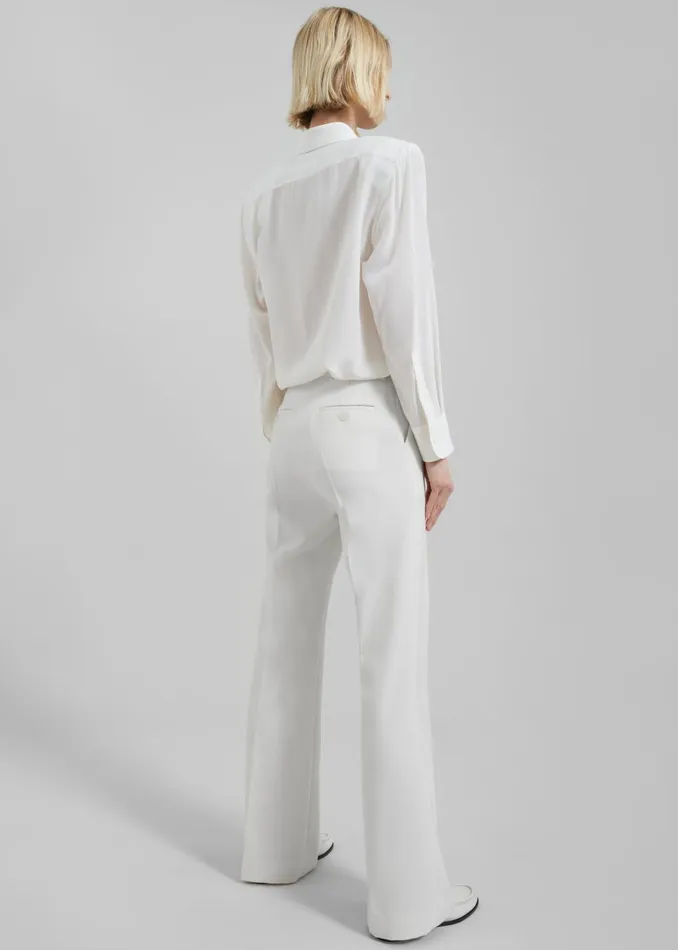Women Sophie Silky Padded Shirt 8211 White The Frankie Shop Tops