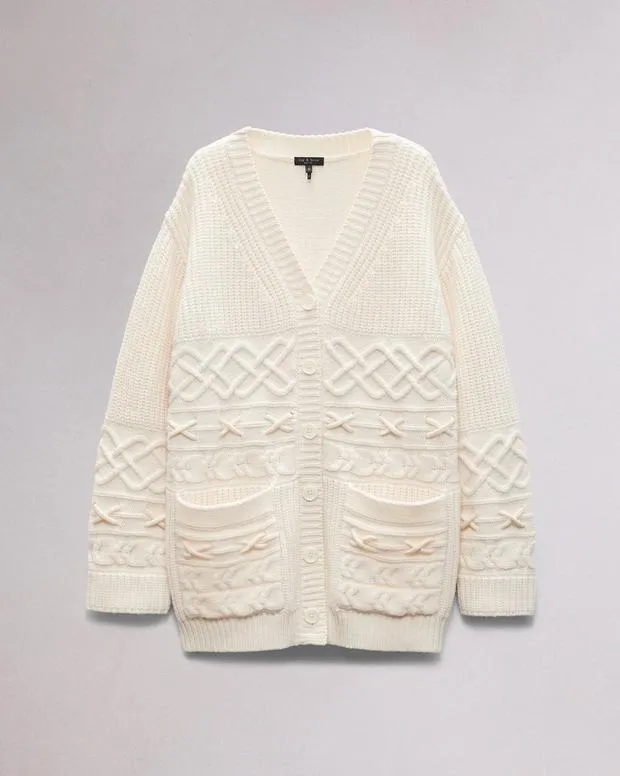 Women Sweaters and Sweatshirts Rag and Bone Conley Cable Cardigan Ivory