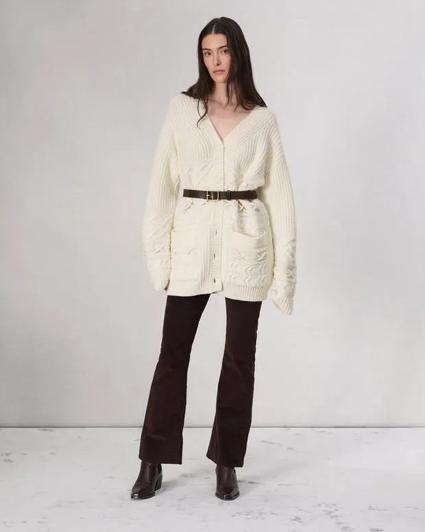 Women Sweaters and Sweatshirts Rag and Bone Conley Cable Cardigan Ivory