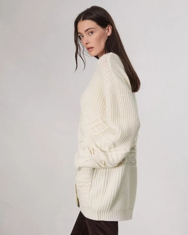 Women Sweaters and Sweatshirts Rag and Bone Conley Cable Cardigan Ivory