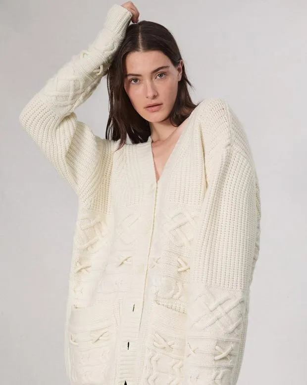 Women Sweaters and Sweatshirts Rag and Bone Conley Cable Cardigan Ivory