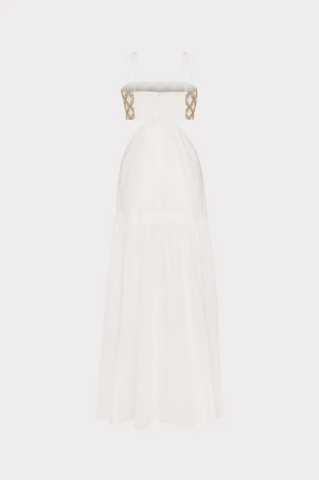 Women Swim and Coverups Milly Atalia Mirrored Embroidery Maxi CoverUp Dress Whitegold Women Swim and Coverups Milly Atalia Mirrored Embroidery Maxi CoverUp Dress Whitegold