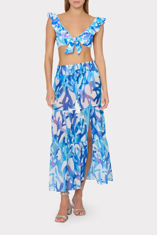 Women Swim and Coverups Milly Jem Under The Sea Tiered Chiffon Skirt Blue Multi Women Swim and Coverups Milly Jem Under The Sea Tiered Chiffon Skirt Blue Multi
