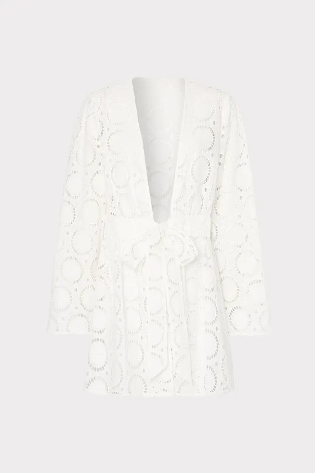 Women Swim and Coverups Milly Jessie Geo Eyelet CoverUp White