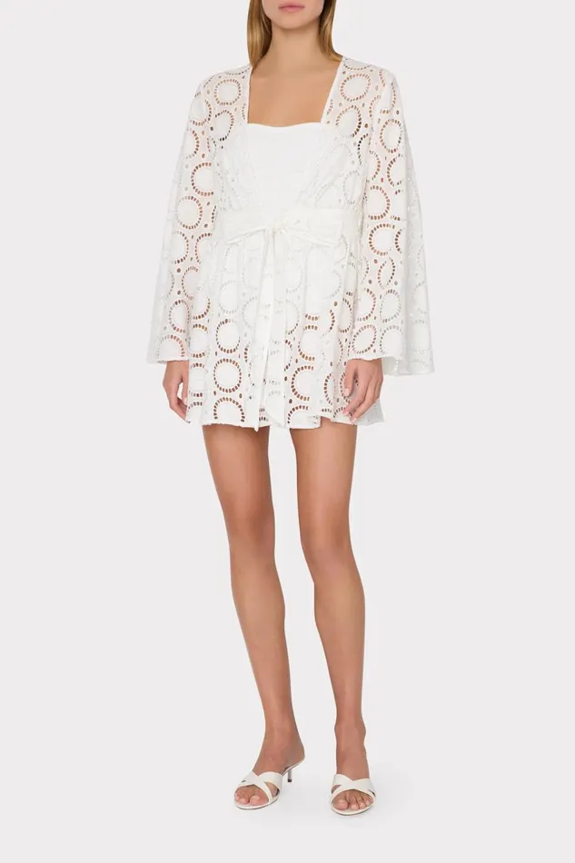 Women Swim and Coverups Milly Jessie Geo Eyelet CoverUp White Women Swim and Coverups Milly Jessie Geo Eyelet CoverUp White