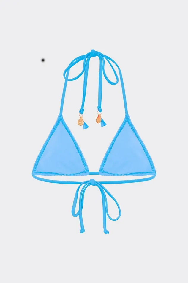 Women Swim and Coverups Milly Lori Textured Triangle Bikini Top Blue