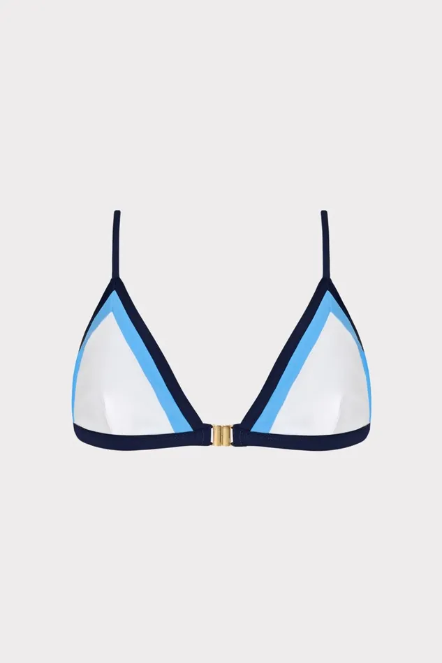 Women Swim and Coverups Milly Positano Color Block Bikini Top Navy Multi