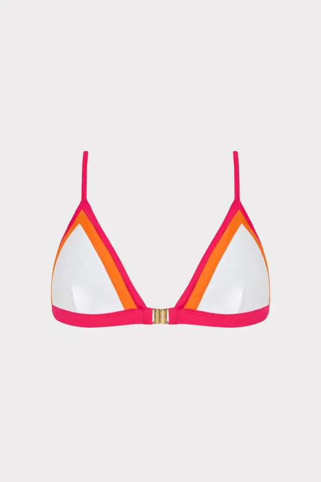 Women Swim and Coverups Milly Positano Color Block Bikini Top Pink Multi